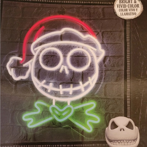 The Nightmare Before Christmas 14" Santa Jack Skellington "Neon" Sign LED Lights - Picture 6 of 9